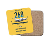 Thumbnail for Beechcraft King Air 260 design on yellow 1 piece coaster