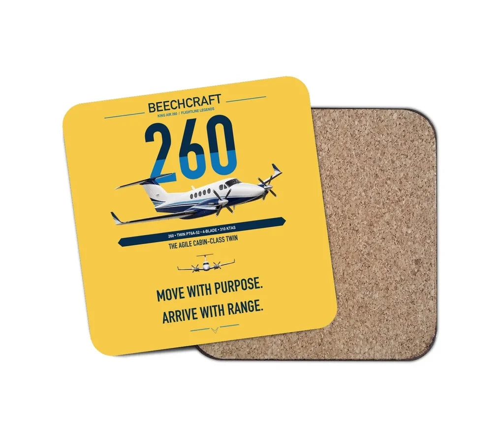 Beechcraft King Air 260 design on yellow 1 piece coaster