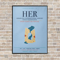 Thumbnail for Heraklion International Airport Nikos Kazantzakis HER vertical canvas print - framed - light blue background
