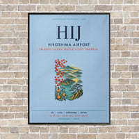 Thumbnail for Hiroshima Airport HIJ vertical canvas print - framed - light blue background