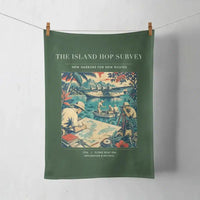 Thumbnail for VINTAGE G4209 - The Island Hop Survey - Designed Towels design on darkgreen