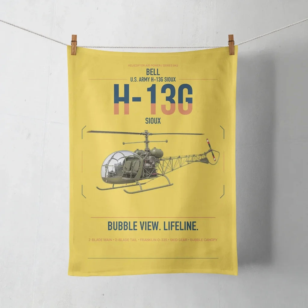 Bell H-13G Sioux design on yellow towel