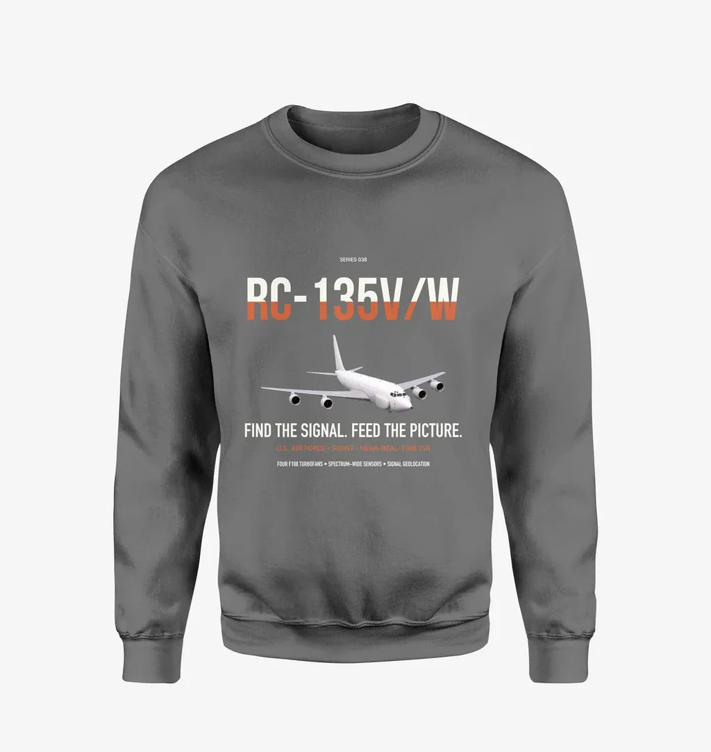 RC-135V W Rivet Joint design on gray sweatshirt
