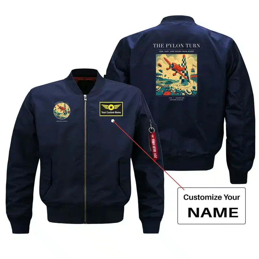 VINTAGE G4156 - The Pylon Turn - Bomber Jacket design on blue+name