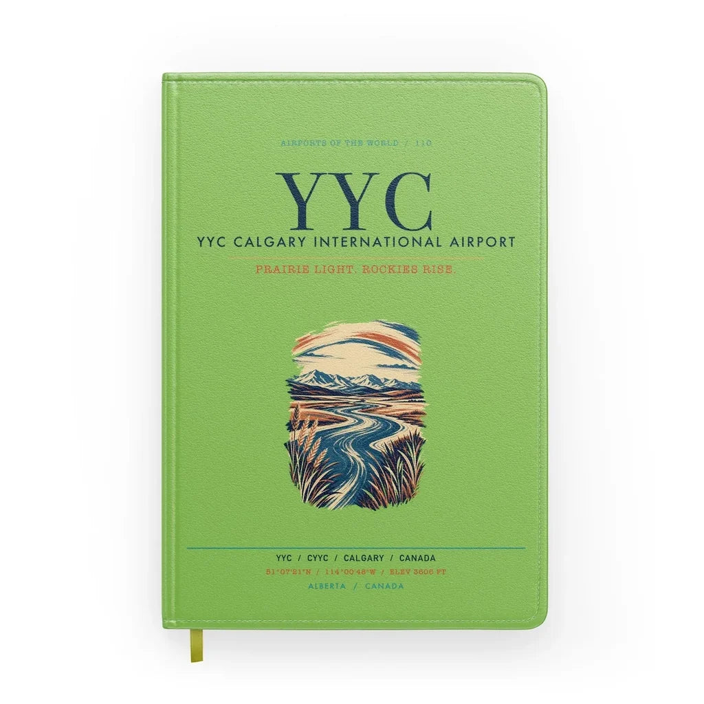 YYC Calgary International Airport (YYC) design on light green notebook