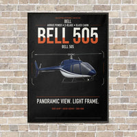 Thumbnail for Bell 505 vertical canvas print - framed - black background