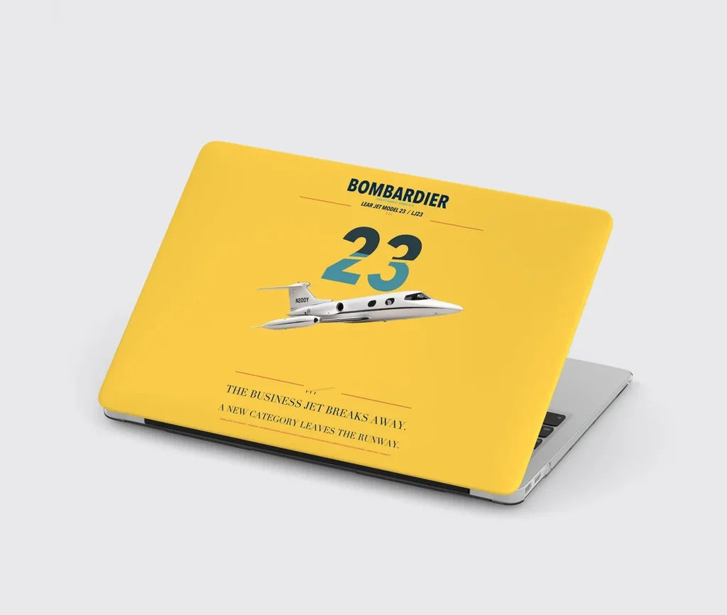 Bombardier Learjet 23 design on yellow MacBook case