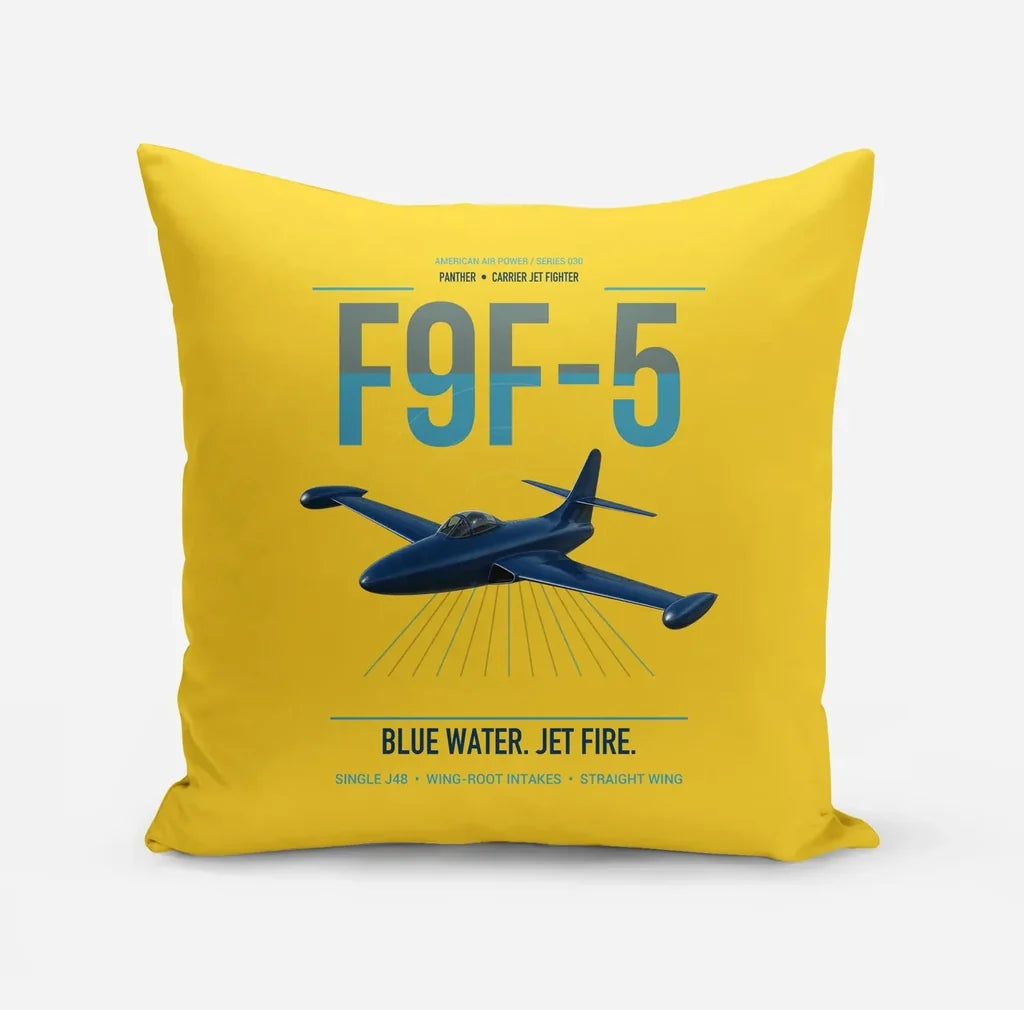 F9F-5 Panther design on yellow pillow