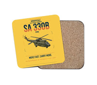 Thumbnail for Aérospatiale SA 330B Puma design on yellow 1 piece coaster