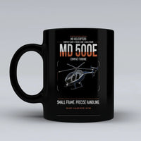 Thumbnail for MD Helicopters MD 500E design on black ceramic mug, double-side print