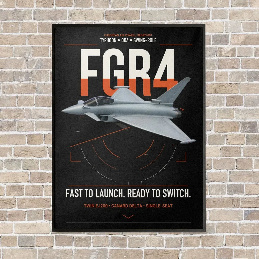 Eurofighter Typhoon FGR4 vertical canvas print - framed - black background