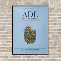 Thumbnail for Adelaide Airport ADL vertical canvas print - framed - light blue background