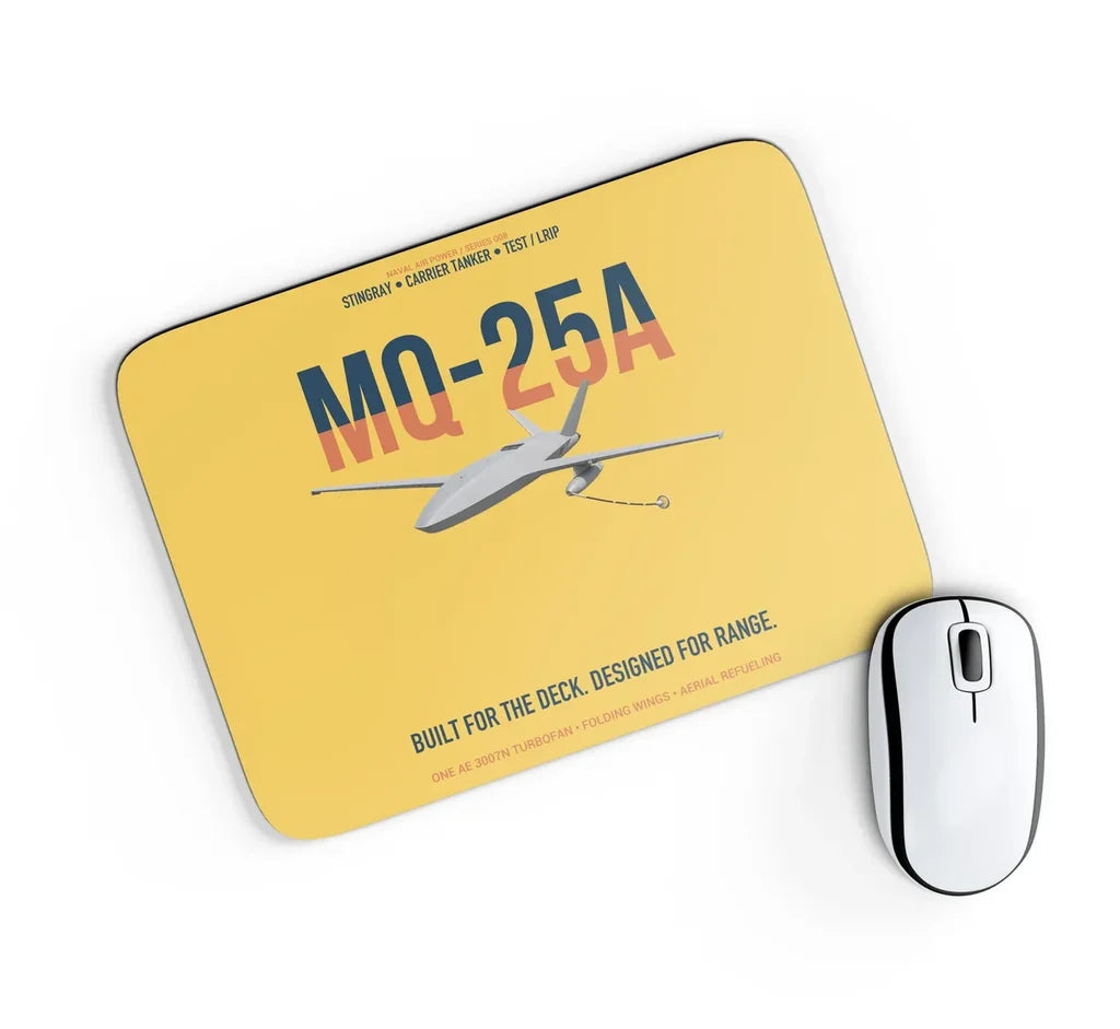 MQ-25A STINGRAY design on yellow rectangle mouse pad
