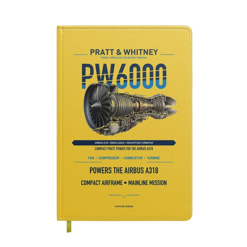 PW6000 design on yellow notebook