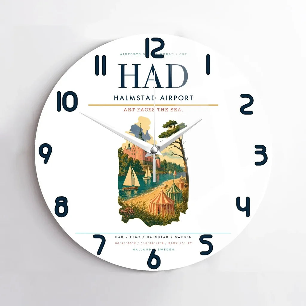 Halmstad Airport (HAD) design on white no frame wall clock
