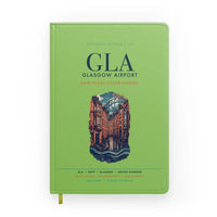 Thumbnail for Glasgow Airport (GLA) design on light green notebook