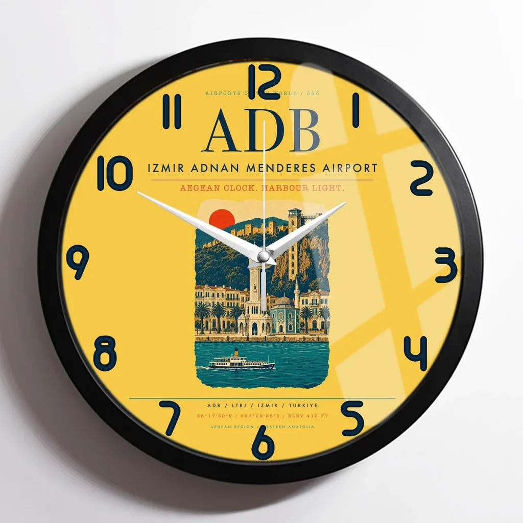 Izmir Adnan Menderes Airport ADB Wall-Clock Framed - Yellow