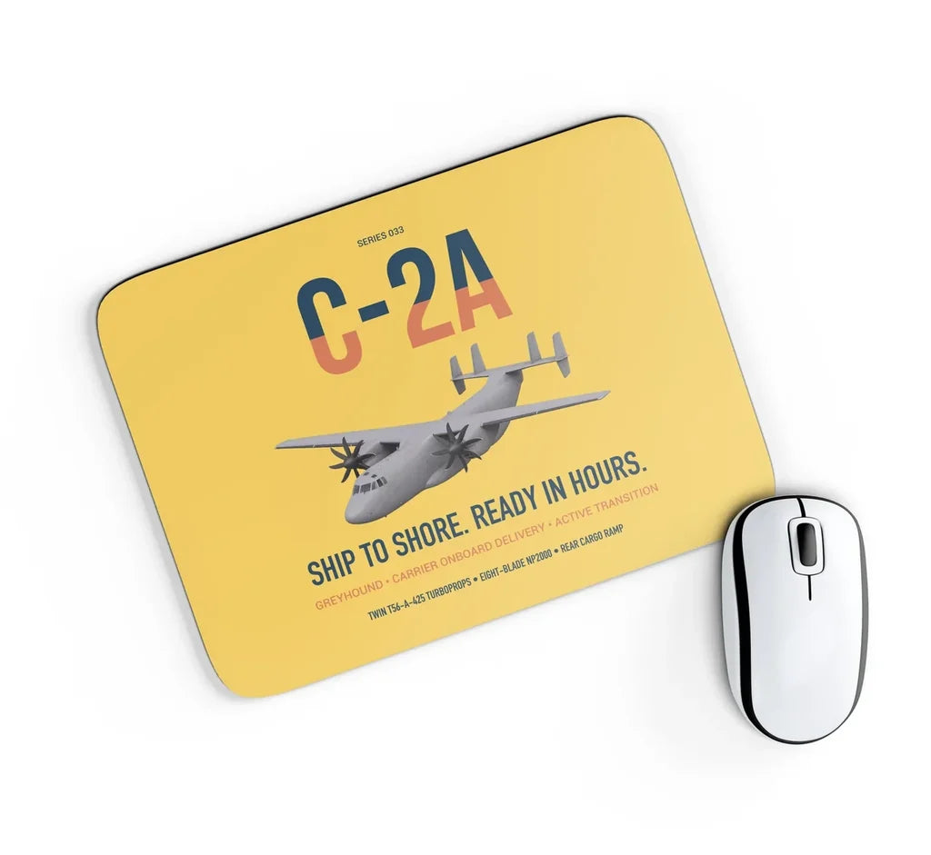 C-2A Greyhound design on yellow rectangle mouse pad