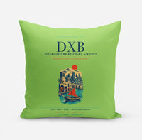 Thumbnail for Dubai International Airport (DXB) design on light green pillow
