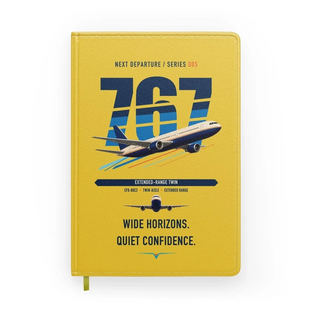 Boeing 767-300ER design on yellow notebook