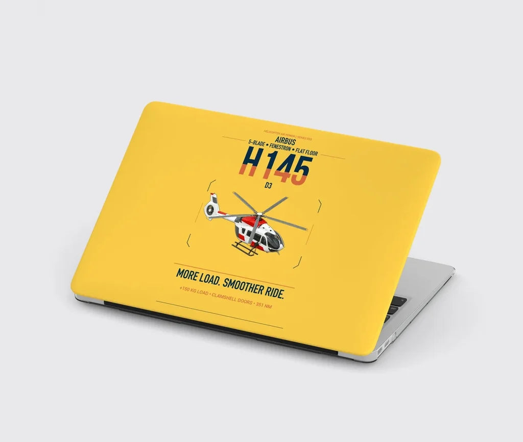 Airbus H145 D3 design on yellow MacBook case