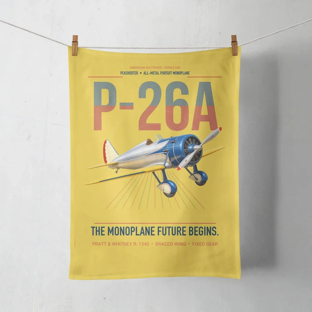 Boeing P-26A Peashooter design on yellow towel