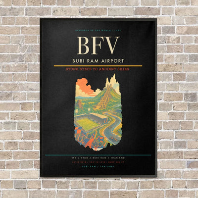 Buri Ram Airport BFV vertical canvas print - framed - black background