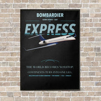Thumbnail for Bombardier Global Express vertical canvas print - framed - black background
