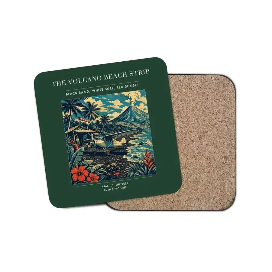 The Volcano Beach Strip - Designed Coasters design on dark green 1-piece