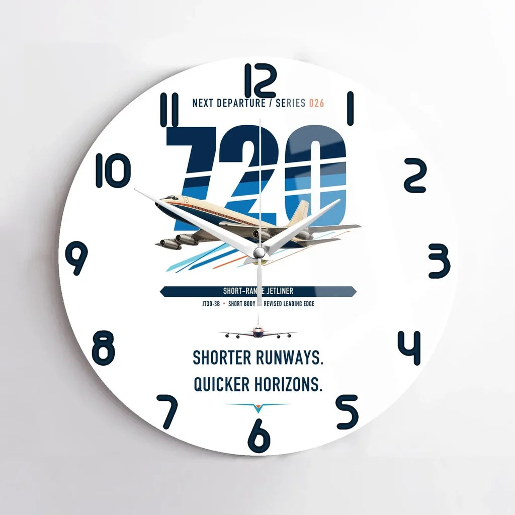 Boeing 720B design on white no frame wall clock