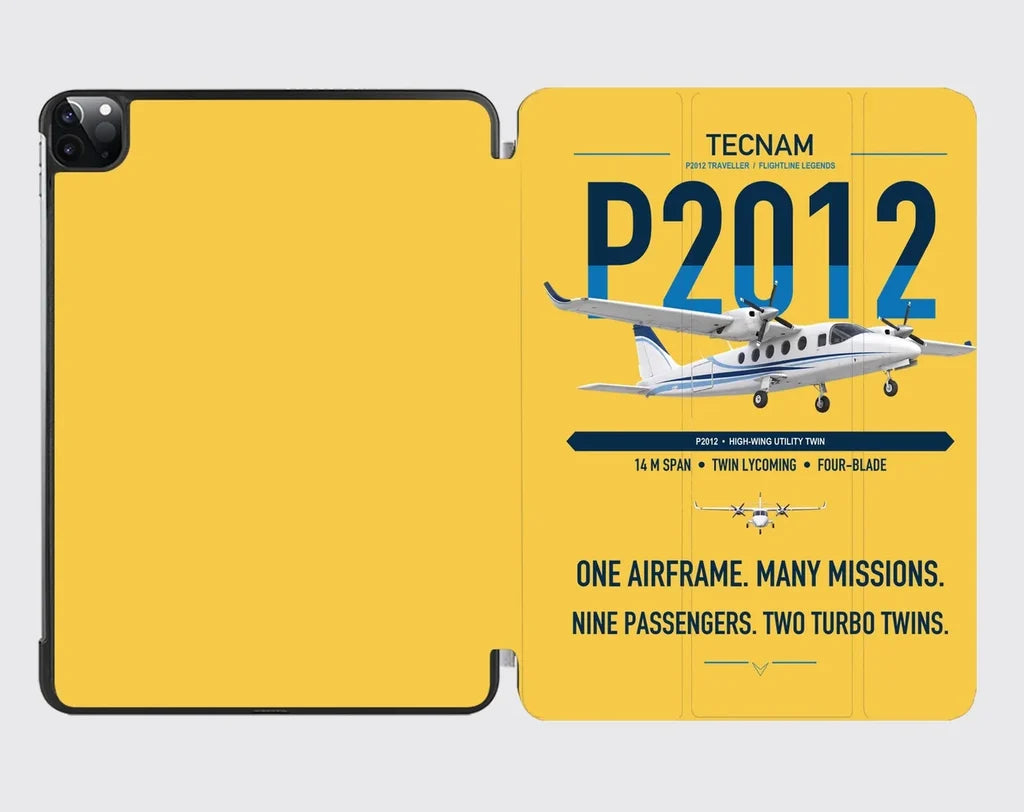 Tecnam P2012 Traveller design on yellow ipad tablet case