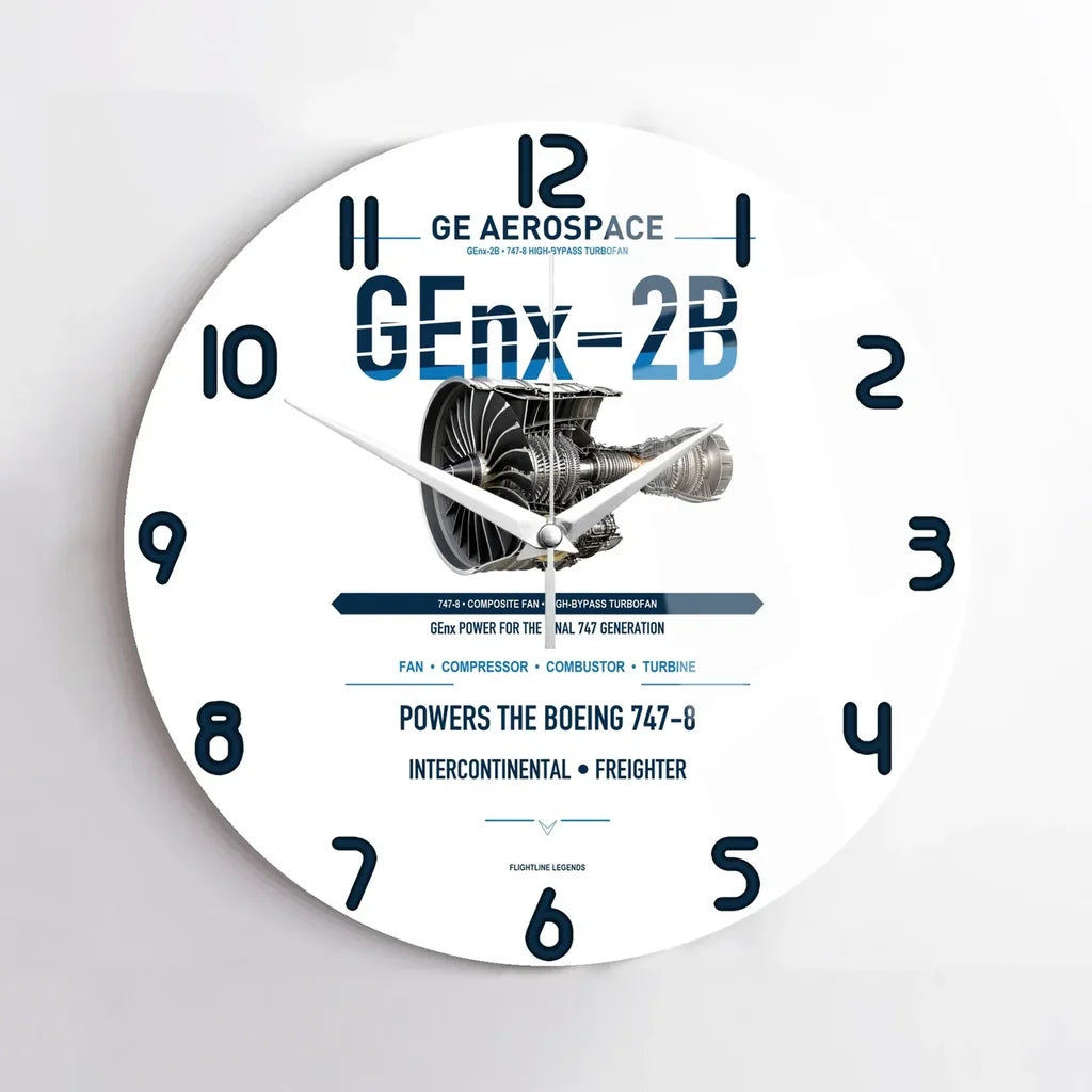 GEnx-2B design on white no frame wall clock