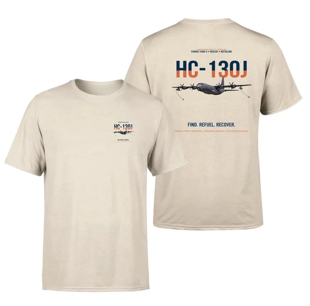 HC-130J COMBAT KING II design on beige double-side t-shirt, double-side print