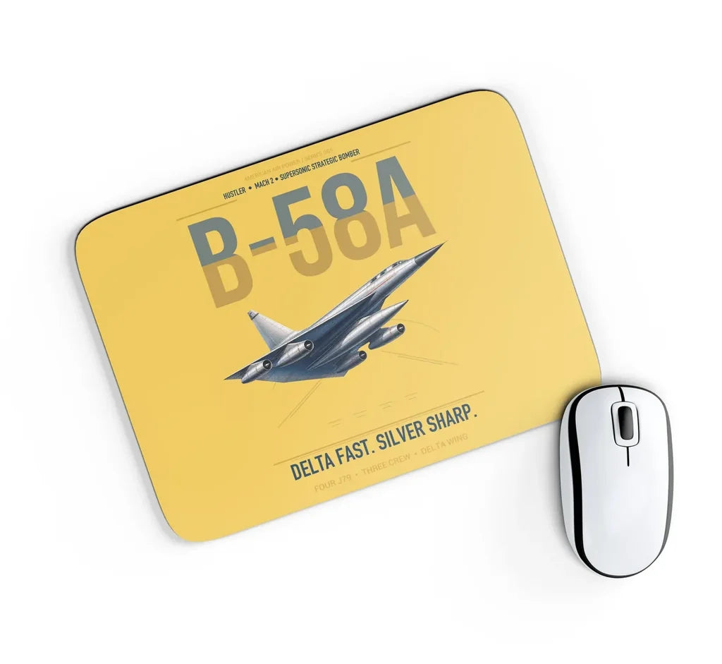 B-58A Hustler design on yellow rectangle mouse pad