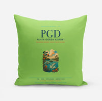 Thumbnail for Punta Gorda Airport (PGD) design on light green pillow