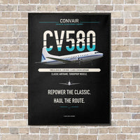 Thumbnail for Convair 580 vertical canvas print - framed - black background