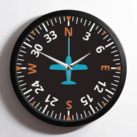 Thumbnail for Airplane Instruments (Heading) 2 aviation design on premium wood and metal wall clock.