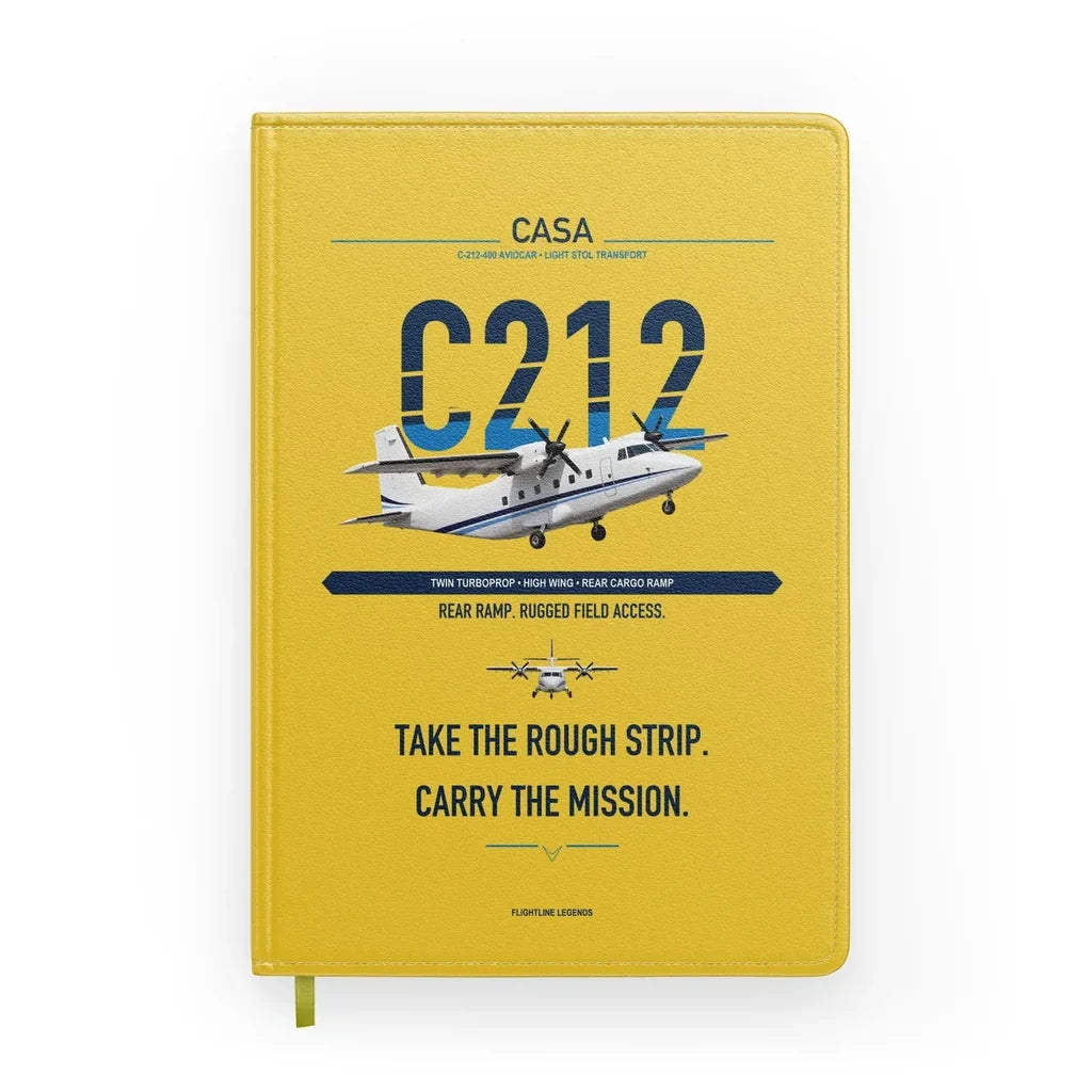 CASA C-212-400 Aviocar design on yellow notebook