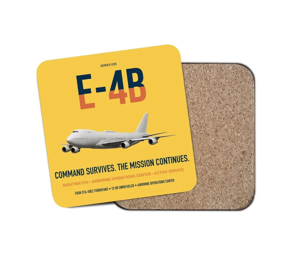 E-4B Nightwatch design on yellow 1 piece coaster