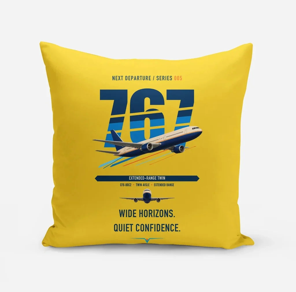 Boeing 767-300ER design on yellow pillow