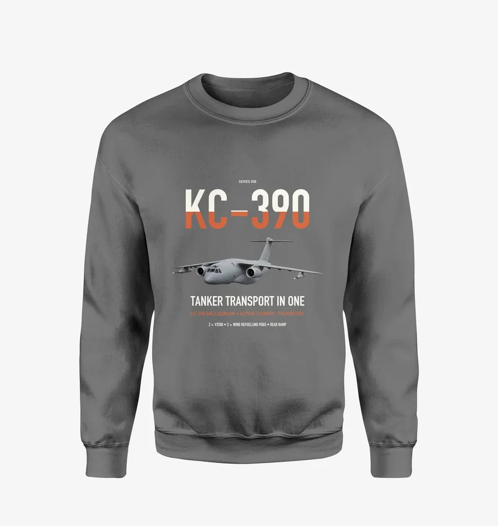 Embraer KC-390 Millennium design on gray sweatshirt