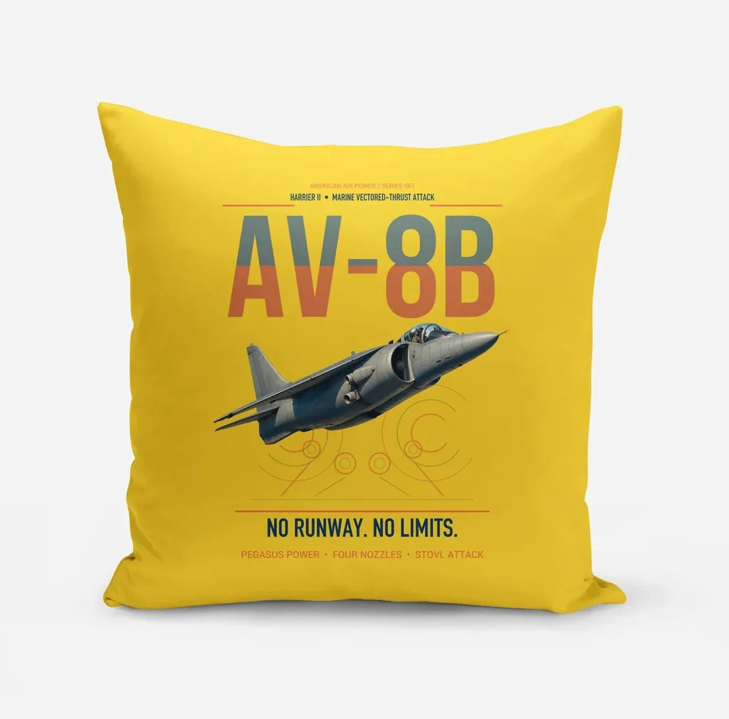 AV-8B Harrier II design on yellow pillow