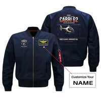 Thumbnail for Guimbal Cabri G2 design on blue+name bomber jacket, double-side print
