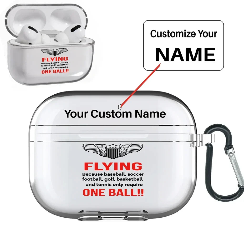 Flying One Ball AirPods Pro transparent case - With Buckle +Name