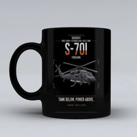 Thumbnail for Sikorsky S-70i FIREHAWK design on black ceramic mug, double-side print