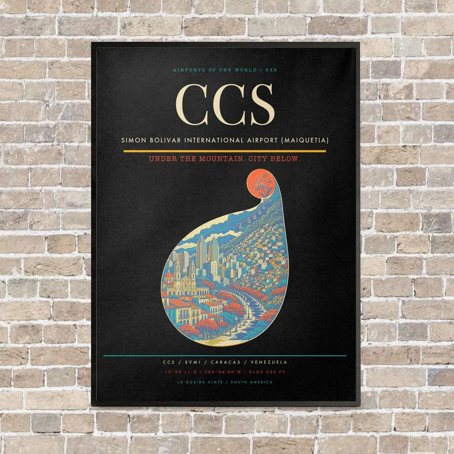 Simon Bolivar International Airport (Maiquetia) CCS - Canvas Framed - Black