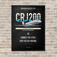 Thumbnail for Bombardier CRJ200 vertical canvas print - framed - black background