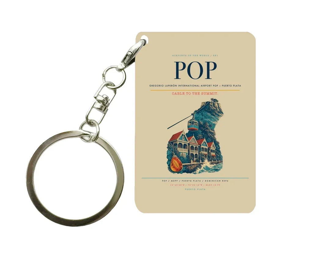 Gregorio Luperón International Airport (POP) design on beige key chain
