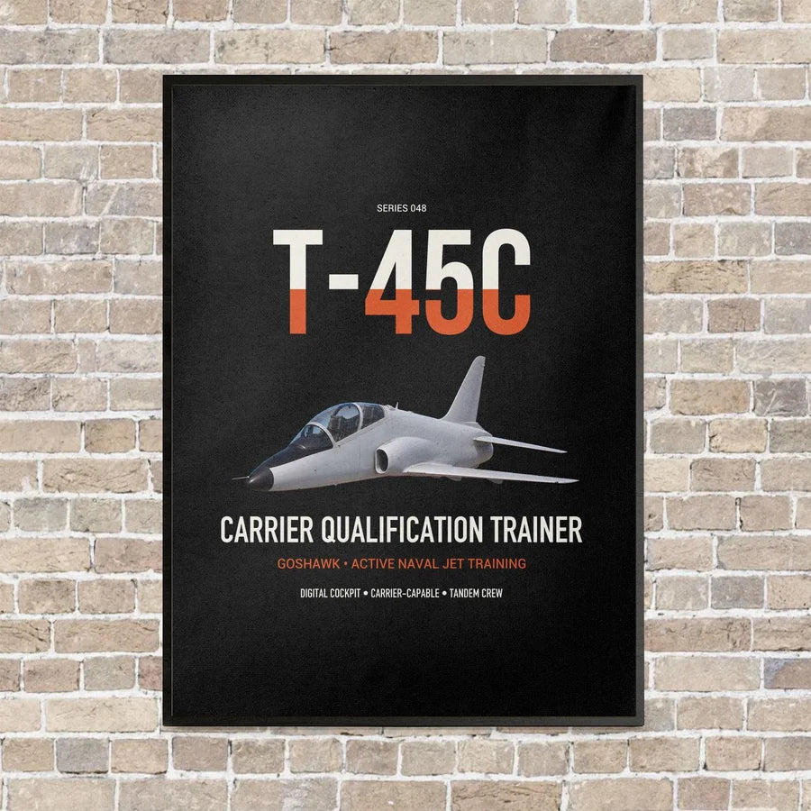 T-45C Goshawk vertical canvas print - framed - black background