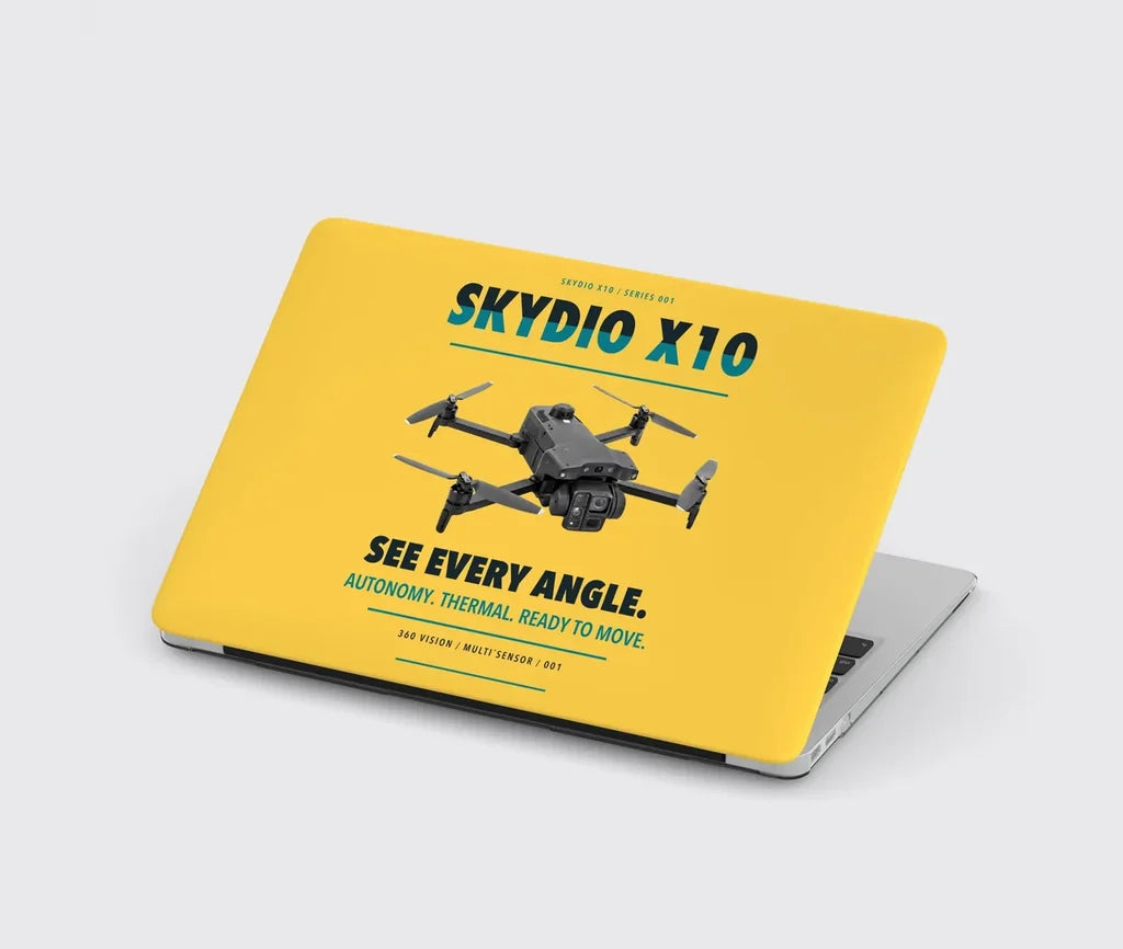 Skydio X10 design on yellow MacBook case